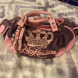 JUICY COUTURE Purple Suede Pink Accented Hand Bag